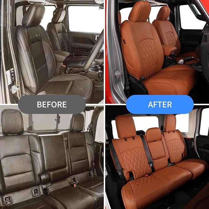 EKR Car Seat Covers for Subaru Forester 2014-2018(NO Base),Full Set | Custom Fit for Subaru Forester 2014-2018(Not for Base)Factory-Like Fit,360°Protection,Faux Leather(Brown) - Image 6