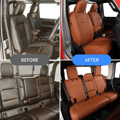 EKR Car Seat Covers for Subaru Forester 2014-2018(NO Base),Full Set | Custom Fit for Subaru Forester 2014-2018(Not for Base)Factory-Like Fit,360°Protection,Faux Leather(Brown) - Image 6