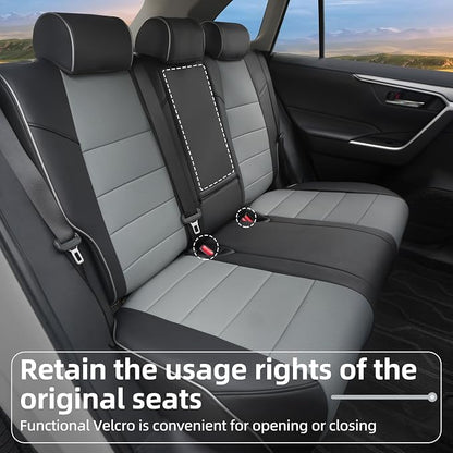 Lolcar Rav4 Seat Covers Custom Fit for Toyota Rav4 2021-2024 Prime SE,XSE & 2019-2025 Hybrid/PHEV SE,XSE, Leather Truck Seat Cover Full Set for SUV,Faux Leather(Black/Gray) - Image 6