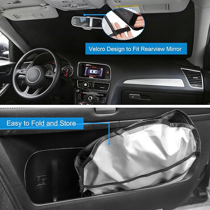 Windshield Sun Shade Sunshade for 2017-2026 Honda Ridgeline | Full covered for windshield, Foldable & Durable, Block UV Rays, Reduce Heat, Easy to install, Keeps Car Cooler - Image 5
