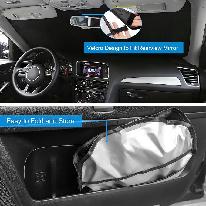 Windshield Sunshade for 2007-2026 Sprinter Freightliner Cargo | Full covered for windshield, Foldable & Durable, Block UV Rays, Reduce Heat, Easy to install, Keeps Car Cooler - Image 5