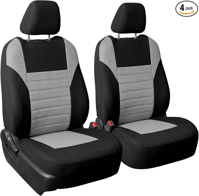 FH Group Gray Polyester Car Seat Cover, 3D Air Mesh, Front Set, Airbag Compatible, Universal Fit for Cars Trucks SUVs by FHGroup