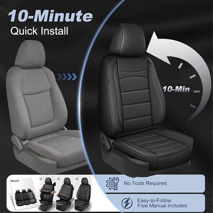 IKABEVEM Custom for Honda CR-V Seat Covers 2017-2022 Full Set - Touring,EX,Sport,SE&EX-L Luxury Faux Leather Car Seat Protector Interior Accessories(Black) - Image 7