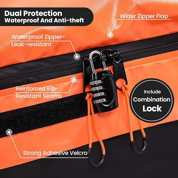 Sailnovo Car Rooftop Cargo Carrier 15 Cubic Feet Waterproof Soft Roof Bag | Heavy Duty 1000D PVC, Fit Vehicle with/without Rack, include Anti-Slip Mat,4 Door Hooks,8 Reinforced Straps,Lock,for Camping - Image 4