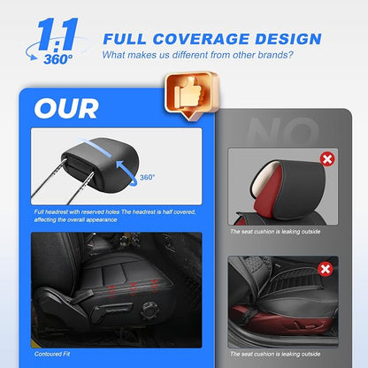 TTX LIGHTING Custom Fit Seat Covers for Jeep Wrangler JL 4-Door 2018-2025 | Original Seat Pattern Faux Leather Covers Waterproof Full Set for 5 Seats Airbag Compatible Protection - Image 9