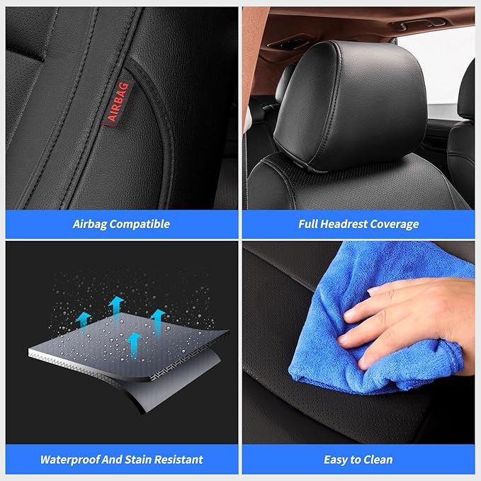 coverdream Custom Seat Covers for 2017-2022 Honda CR-V,Premium Faux Leather Car Seat Cover Set,Full Set Waterproof SUV Seat Protector,Armrest Covers Included (Black) - Image 5