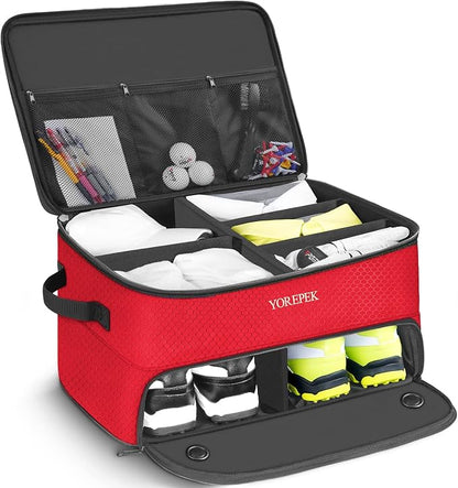 YOREPEK Golf Gifts for Men, 2 Layer Golf Trunk Organizer for 2 Pair Shoes | Waterproof Car Trunk Locker with Separate Ventilated Compartment for Balls, Tees, Clothes, Gloves, Birthday Gifts for Golfers by YOREPEK