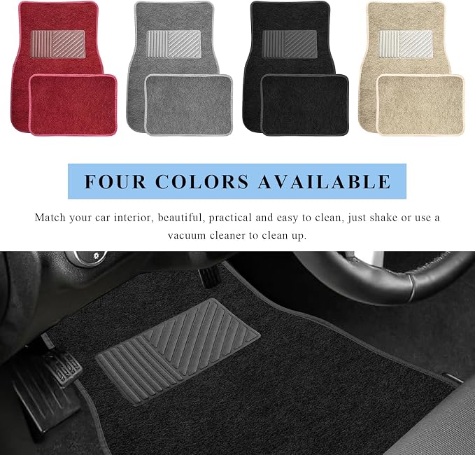 4PCS Car Floor Mats, Waterproof Non-Slip Car Floor Liners with Safety Heel Pad, All-Weather Wear-Resistant Mats Heavy Duty Universal Carpets for Truck SUV Van Sedan (Black) - Image 6