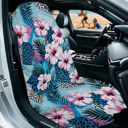 Hawaiian Hibiscus Car Seat Cover Towel with Storage Bag Hibiscus Flowers Auto Interior Seat Protector for Front Seat Only Driver Seat Cushion Towel Cover for Yoga Swimming Hiking After Gym - Image 2