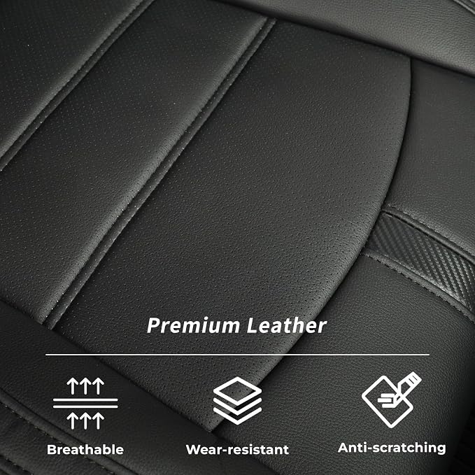 Faux Leather Seat Covers for 2022-2026 Toyota Corolla Cross Hybrid | Full Set Suv Seat Cushion for Corolla Cross L/XLE/LE,Luxury Waterproof Car Seat Protector,Factory Look,Black-Carbon - Image 8