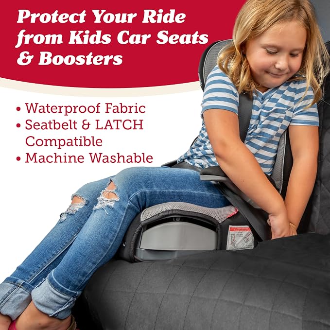 Lusso Gear Car Seat Protector for Baby Car Seat (Bench Seat Cover) - Waterproof - Thick Padding - Protects Fabric or Leather Seats (Black) - Image 2