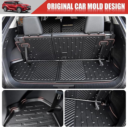 Cargo Mat with Seats Back Cover Fit for 2020-2024 Toyota Highlander W/O Rear Sub, Cargo Liner TPE Trunk Mat for Highlander 7 Seats Accessories(Not fit Grand Highlander, Not Fit SXE Model) - Image 4