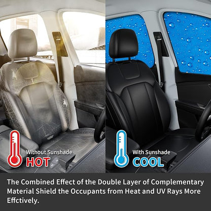 Aokway Side Window Sunshade Sun Shade for Car Window Double Thickness Auto Windshield Sunshades Curtain Universal Fit for Driver for Baby UV Protection (Blue, Front+Rear Side 4Pcs) - Image 2