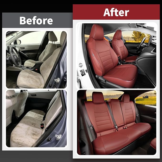 HKZ Customized Special seat Cover for Toyota Corolla (Burgundy, 2020-2022 Corolla L LE (Non-Hybrid)) - Image 5