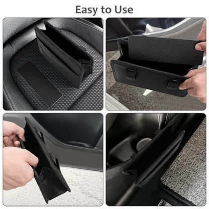Accmor Collapsible Car Trash Can, Leather Vehicle Garbage Organizer Bin Holder with One Roll Trash Bag, Foldable Hanging Mini Cars Storage Bag Container for Auto, SUV (Black) - Image 4