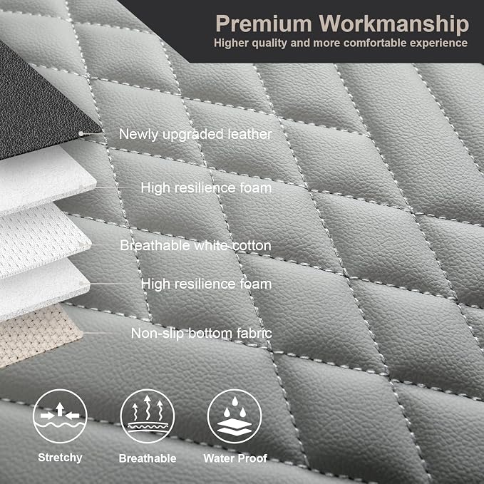 GIANT PANDA 1pack Front Car Seat Cover Bottom Seat Cover, PU Leather Driver Car Seat Protector Fits 95% of Vehicles, Wrapping Around The Bottom (Grey) - Image 3