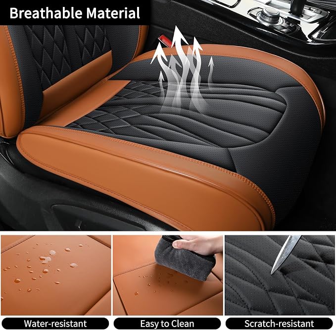 MINGBRON Leather Car Seat Covers,Car Seat Protector Waterproof,Seat Covers Full Set, Car Seat Protectors 5 Seats,Automotive Seat Covers Fit Most Cars Black&Brown - Image 7