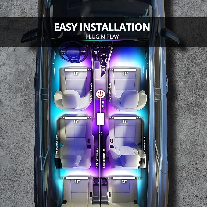 OPT7 Aura DreamColor Double Glow Interior Truck Lights with App & Remote | Ultra Bright Ambient Glow, Chasing Rainbow Effects, Extended Under Dash Lighting, 6PC RGBIC LED Strip, 12V Crew Cab Decor - Image 3