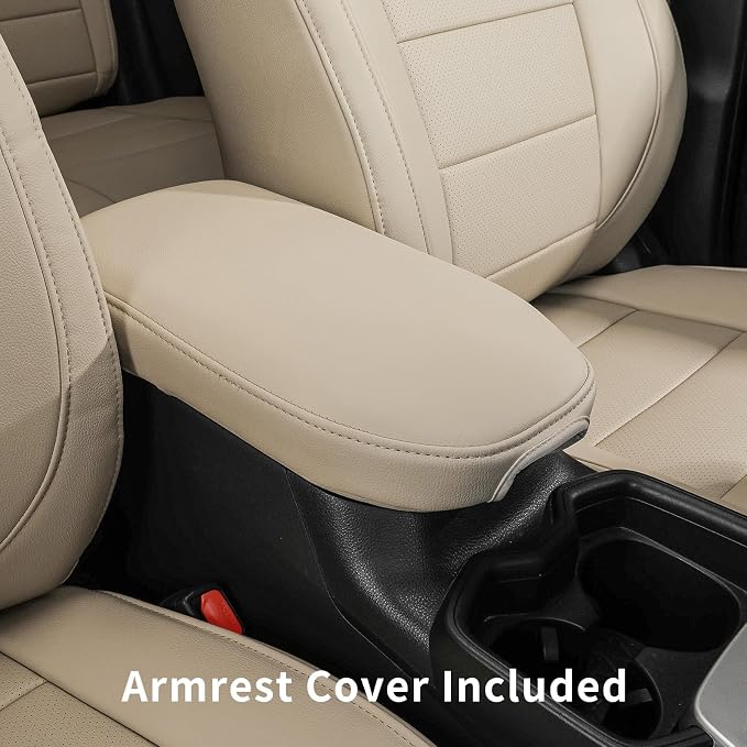 Custom Seat Covers for 2017-2022 Honda CR-V,Premium Faux Leather Car Seat Cover Set,Full Set Waterproof SUV Seat Protector,Armrest Covers Included (Beige) - Image 8
