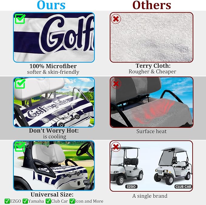ENYORSE Golf Cart Seat Covers, Tropical Floral Seat Towel Blanket, Soft Breathable Microfiber, Keeps Seats Cool & Comfortable, 51”x31”, Fits 2 & 4 Passenger EZGO, Yamaha,Club Car Carts - Image 2