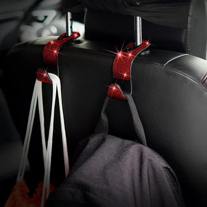 Car Purse Hook Bling Car Headrest Hook for Women Girls, 4 Packs Auto Back Seat Hangers Rear Headrest Hooks for Purse, Bag, Handbag, Grocery (Red) - Image 4