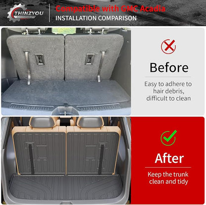 Trunk Mat with Backrest Mat for 2017-2023 GMC Acadia 6&7 Seats | Cargo Mat Cargo Liner Trunk Liner TPE All Weather Back Seat Cover Protector 2022 Acadia Accessories - Image 2