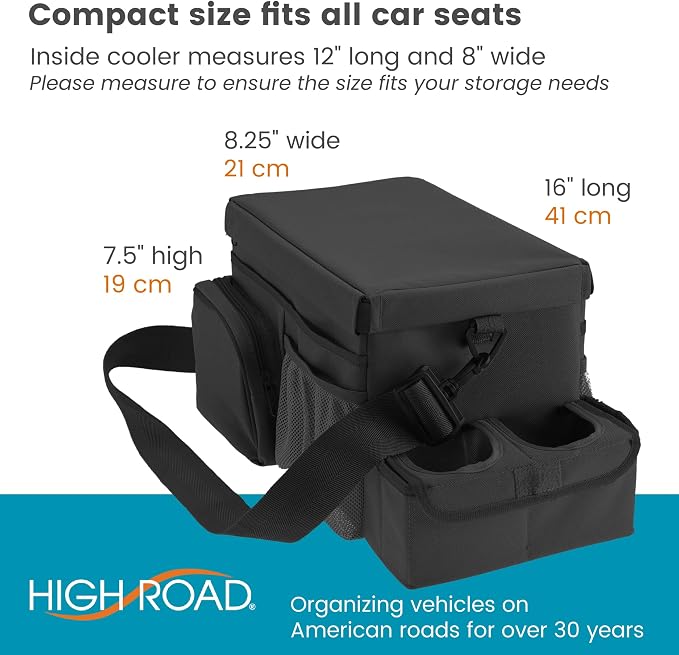 CarHop Car Seat Organizer, Sturdy Car Cooler Organizer with Cup Holders | High Road Middle Seat, Front Seat or Back Seat Car Organizer - Road Trip Cooler for Car with Tray and Large Cup Holders - Image 7