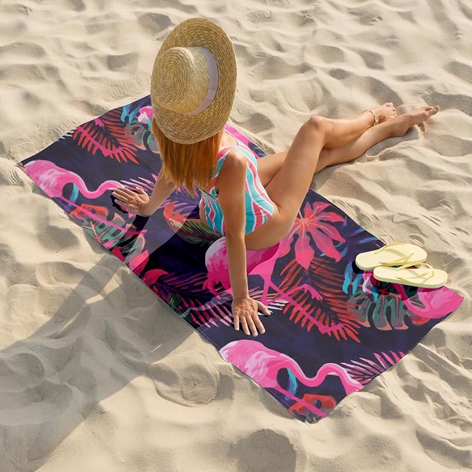 Car Seat Towel Covers Front Seats for Yoga,Gym,Workout,Sports,Running,Camping and Beach,Automotive Washable Sweat Towels Seat Protector Cover Blanket for Cars Golf Trucks (Flamingos, 1Pcs) - Image 6