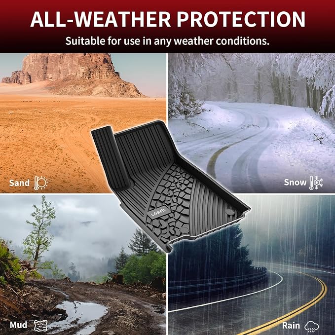 LASFIT Floor Mats for Jeep Grand Cherokee WL 2022-2025 2026 5-Seat | Include 4xe, NOT for Grand Cherokee L, All Weather, TPE, Custom Fit, Car Mats, Floor Liners, 1st & 2nd Row, Black - Image 4