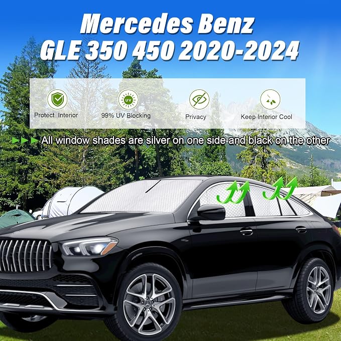 KMF 10pcs Thicken Sun Shades for Mercedes Benz GLE 2020-2024 Accessories,Full Car Window Covers Sunshade for Windshield Side Rear, UV Block and Blackout Privacy for Car Camping Outdoor - Image 2
