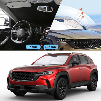 Front Windshield Sun Shade Foldable Car Front Window Sun Shade Windshield Shade Custom Fit for 2023-2026 Mazda CX50 Block UV Rays Car Accessories Heat Keep Cooler - Image 5