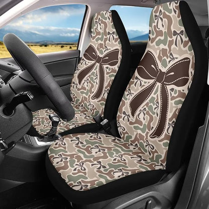 Camo Bow Front Car Seat Cover 2 Pack, Soft Breathable Bucket Seat Protectors, Easy Installation, Universal Fit for Most Cars, SUVs and Sedans - Image 3
