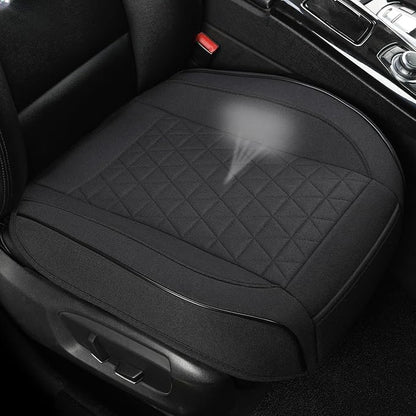 West Llama Linen Front Car Seat Cover Protector Anti-Slip Bottom Seat Cover Fits 95% of Vehicles,Wrapping Around The Bottom,Triangular Pattern(Black-1Pcs) by WESTLLAMA