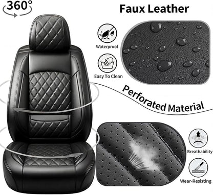 for Subaru Ascent 2019-2025 2026 Car Seat Covers, Front Pair, Black | Luxury Full Coverage Leather Seat Protectors, Waterproof Breathable, Non-Slip, Easy to Install, Airbag Compatible, All-Season - Image 3