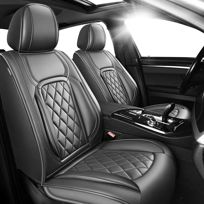 Fit Venza Premium Leather Car Seat Covers for Toyota Venza 2009-2025 2026 - Waterproof，Breathable，All-Weather Seat Cushion Protecto & Airbag Compatible, 2 Front Seat Black by Unknown