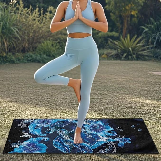 Ocean Sea Turtle Car Seat Cover Sweat Car Seat Towel Cover After Gym with Storage Bag Sea Turtle Flower Auto Front Seat Protector Universal Non Slip Waterproof Sweat Towel Protector - Image 4