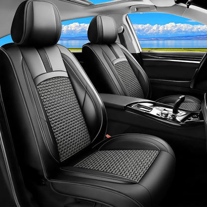 Fit Versa Car Seat Covers for Nissan Versa 2007-2024 2025 2026-Upgraded Premium Breathable Cooling Ice Silk Leather Seat Covers,All-Weather Breathable Seat Cushion Protector,Full Set,Black by Unknown