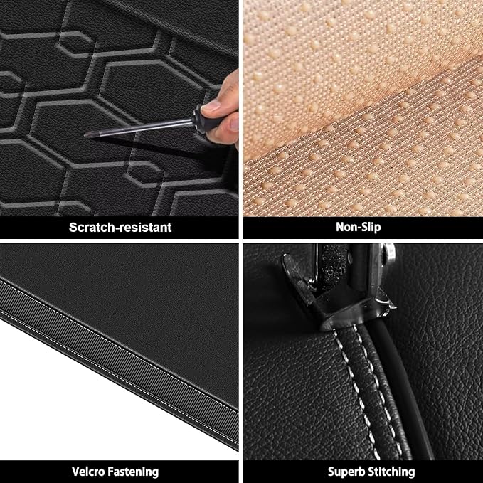 Front Seat Covers for Mazda CX-5 2013-2026 2027 Faux Leather | Waterproof Breathable Scratch Resistant 360° Wrap Airbag Compatible Easy Clean (2 Seats,Black) - Image 5