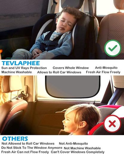 Tevlaphee Car Window Shades, 2 Pack Car Sunshade for Kids Breathable Universal Sun Visor Car Net for Baby with Certified UV for Side Window, Spandex Mesh Material Protect Privacy for Family (L) - Image 3