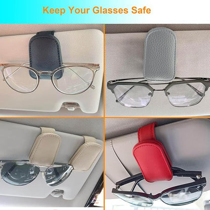 Sunglasses Holder for Car, Magnetic Leather Sunglasses Clip for Car Visor, Eyeglass Hanger Clip for Car Sun Visor (Black 2 Pack) - Image 5