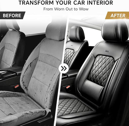 for Subaru Crosstrek 2016-2026 Car Seat Covers, Front Pair, Black | Luxury Full Coverage Leather Seat Protectors, Waterproof Breathable, Non-Slip, Easy to Install, Airbag Compatible, All-Season - Image 4