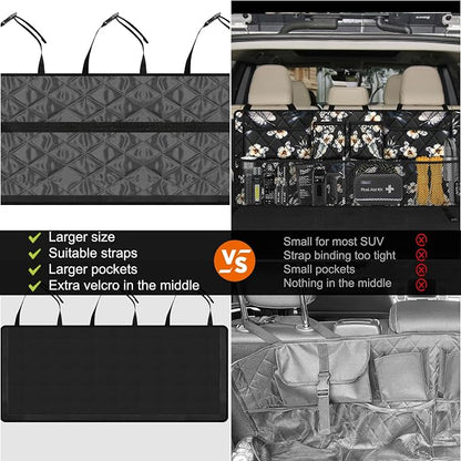 Femuar Car Trunk Organizer, Large Capacity Backseat Trunk Organizer (42"*18"), Collapsible Car Storage Bag with 8 Pockets - Hibiscus - Image 2
