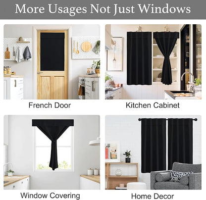 NICETOWN Black Blackout Short Curtains for French Door 72 Inches Long | Sidelight Door Portable Adjustable Thermal Insulated Curtains for Front Back Kitchen, 26" x 72", 1 Panel - Image 2