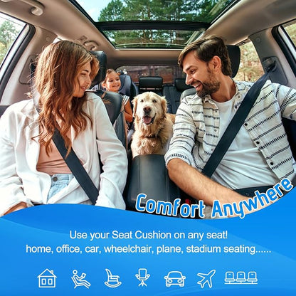 Car Seat Cushion, Driver & Office Comfort, 1.2'' Memory Foam, Black | 1.2'' Thick Memory Foam Seat Pad, Soft, Breathable Fabric, Non-Slip Silicone Bottom for Long Drives and Office Use - Image 3