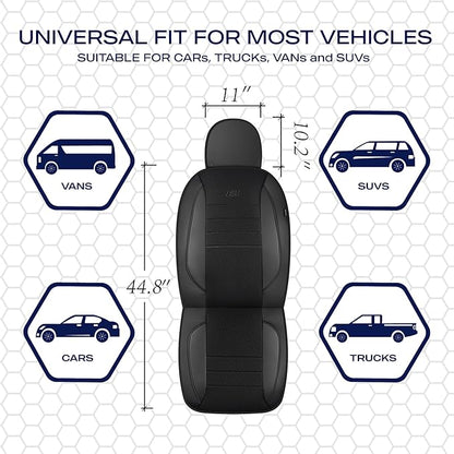 Skechers Air-Cooled Memory Foam Seat Covers,Mesh Thick Car Seat Covers,Piping Leather Car Seat Covers Front Seats,Airbag Compatible,Automotive Comfort Universal FitMost Cars,Vans,Truck,SUV,Black - Image 5