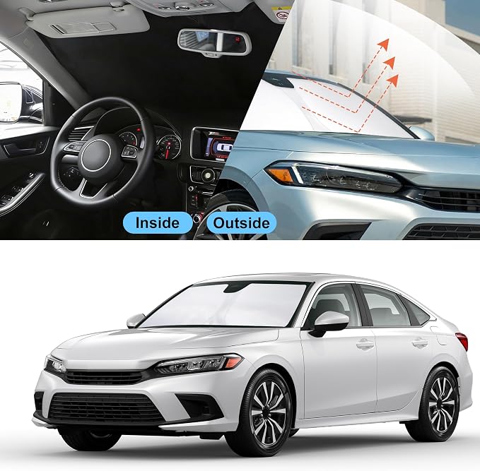 Front Windshield Sun Shade Foldable Car Front Window Sun Shade Windshield Shade Custom Fit for 2022-2025 2026 Honda Civic Block UV Rays Accessories Heat Keep Car Cooler - Image 5