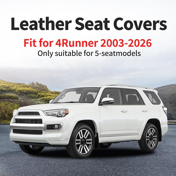 Fit for 4Runner Car Seat Covers Compatible with Toyota 4Runner 2003-2026(Only for 5 Seats Version) - Waterproof Leather Seat Cushions Protector, Only 2 Front seat Covers (Redline) - Image 4