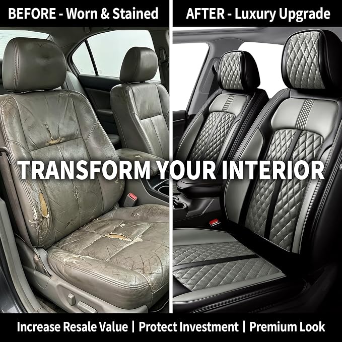 Fit CX-50 Seat Covers Custom Fit for Mazda CX-50 2023-2026, Full Set | Premium Leather Full Coverage Protectors, Waterproof, Breathable, Scratch Resistant, Easy Wipe, Airbag Compatible, Black+Gray - Image 4