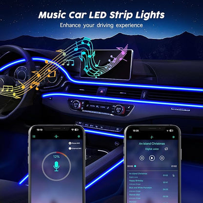 USB Car LED Lights, Interior Car Lights Strip with APP and RF Remote Control, 2 in 1 Ambient Lighting with 157 inches Fiber Optic Music Sync Simple Installation EL Wire Lights (2 in 1/157 inches) - Image 6