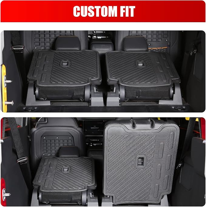 Mabett Rear Seat Backrest Mat for 2021-2026 Ford Bronco 2-Door Only | Not for Bronco Sport or 4-Door, 2-Piece Hook-and-Loop Fit, Heavy-Duty TPE for Pets and Cargo, Removable Washable Protection - Image 5